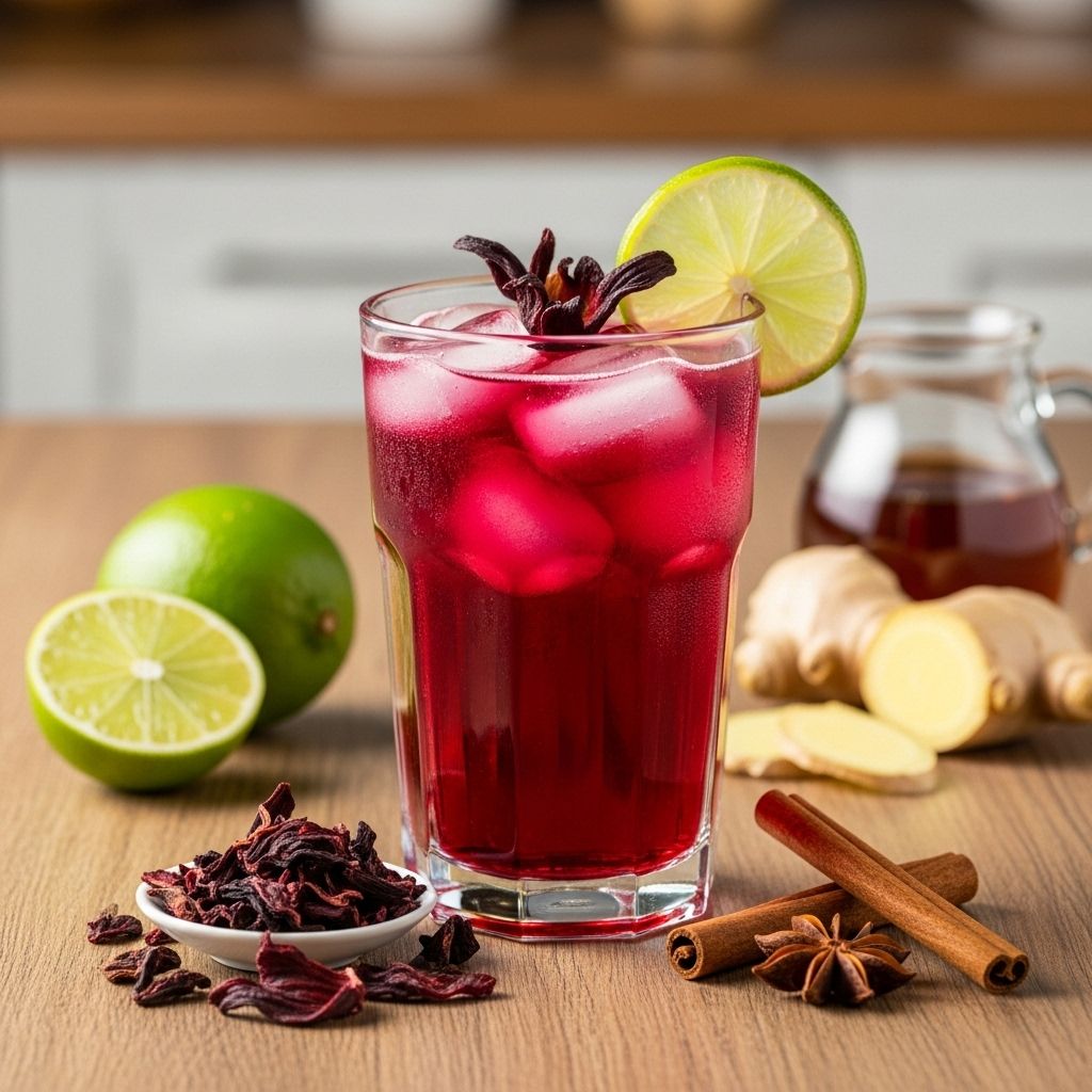 Robust hibiscus tang meets warming spices for a vividly refreshing Caribbean sip.