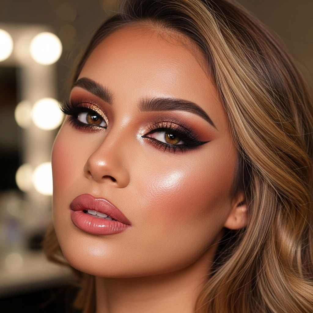 Step-by-step guide to recreating the ultimate shimmery eye and bold red lip for your next girls' night out.