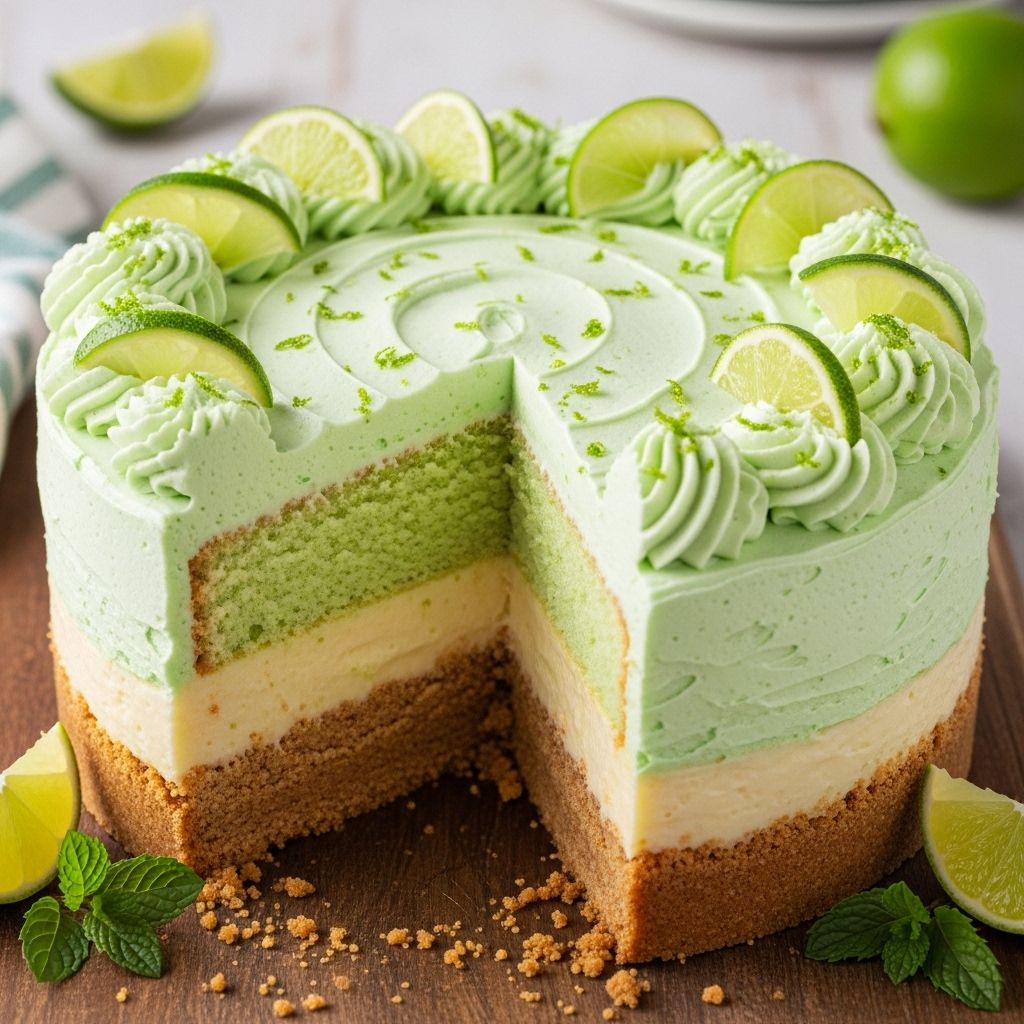 Tangy lime cream and buttery crackers unite in a no-bake cake that refreshes any table.