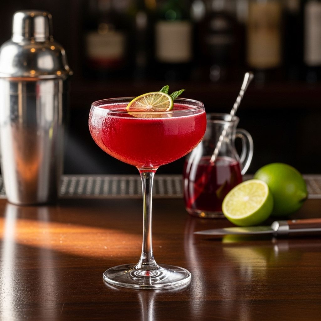 A fruity blend of aged rum, citrus, and berry syrup evokes a bygone era of elegance.