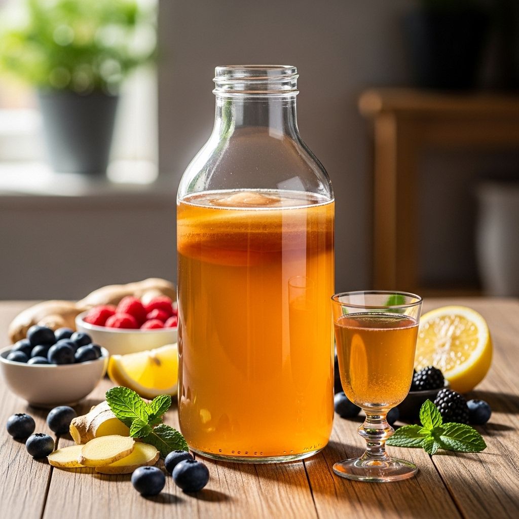 A comprehensive look at kombucha’s fermentation process, potential health benefits, risks, and scientific research findings.