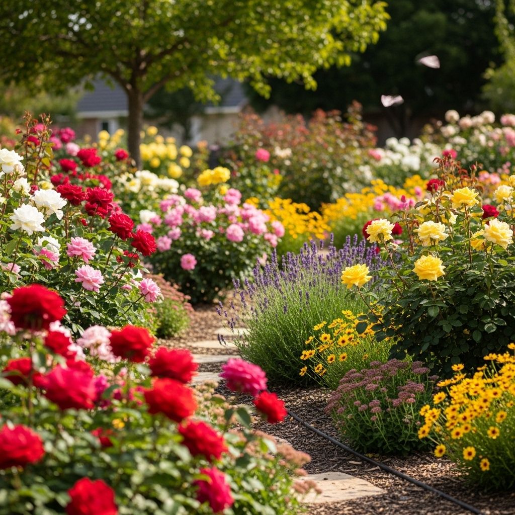 Hardy varieties and simple design bring rich color without premium plant prices.