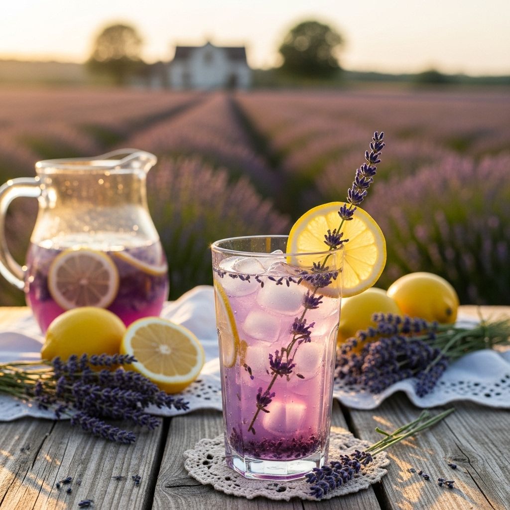 A fragrant floral syrup transforms a classic summer drink with bright aroma and color.