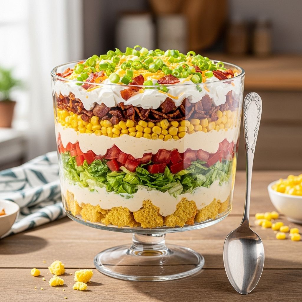 A vibrant mashup of cornbread, bacon, and veggies that shines at any gathering.