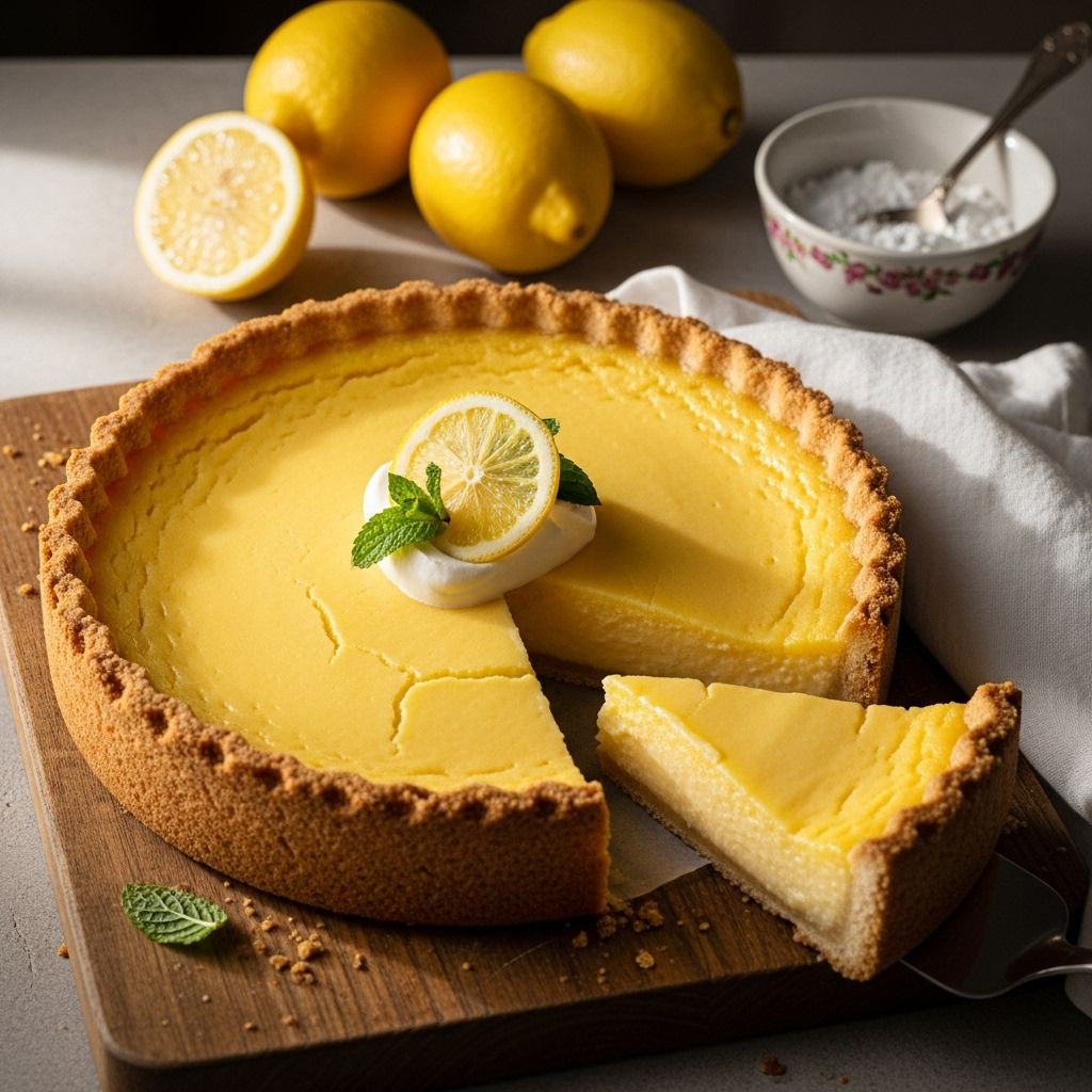 Cornmeal brings a gentle crunch to a smooth, tangy custard that shines in every slice.