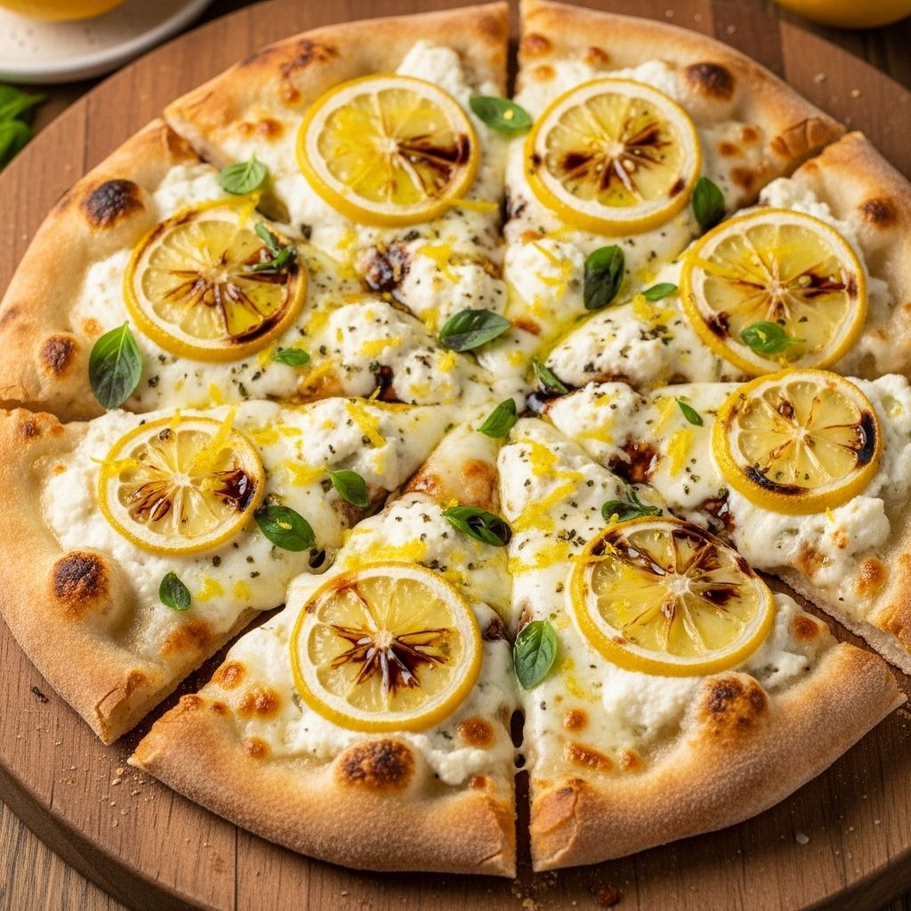 Bright slices soften over a bubbling base, topped with spicy honey and herb ribbons.
