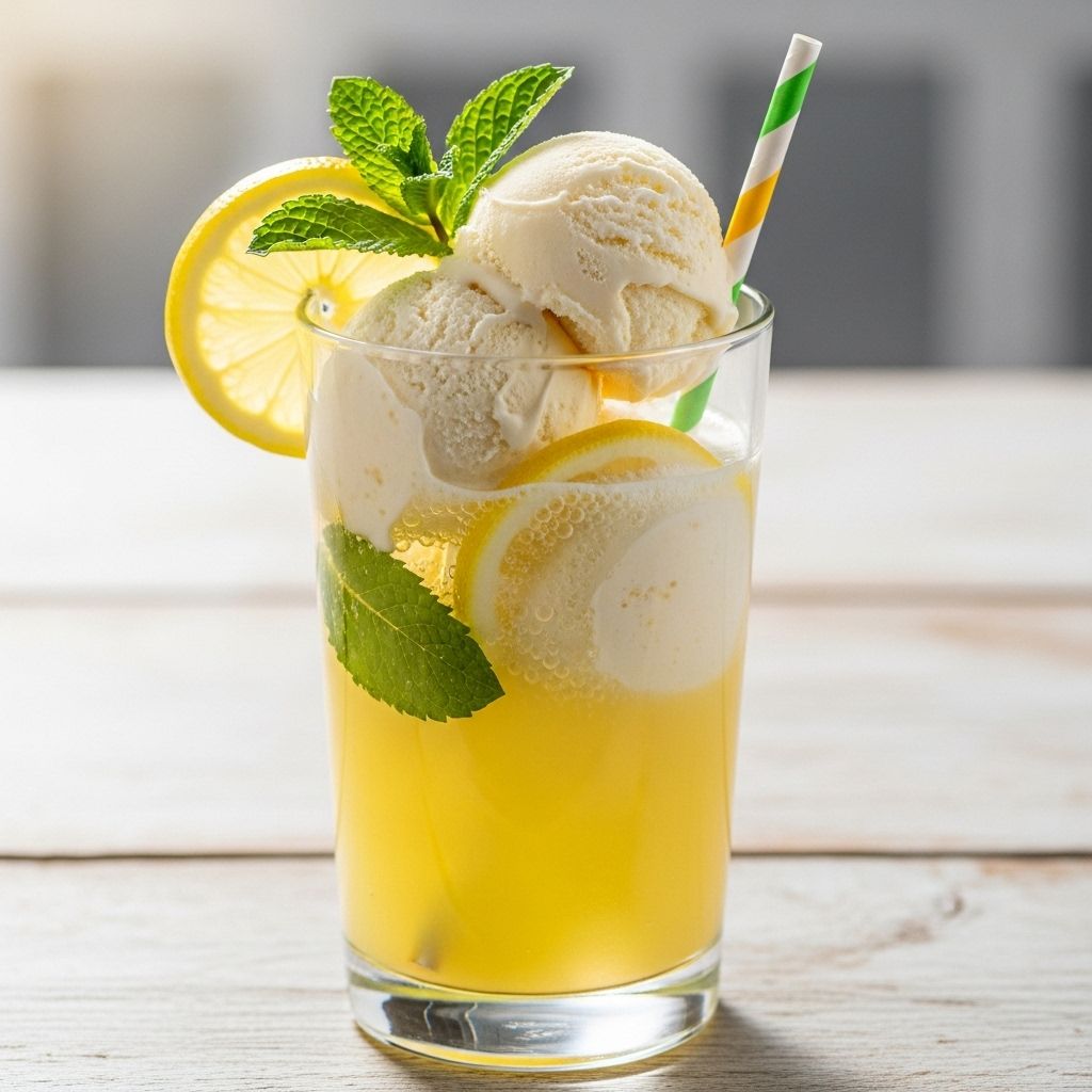 A frosty fusion of zesty citrus and creamy sorbet for warm weather refreshment.