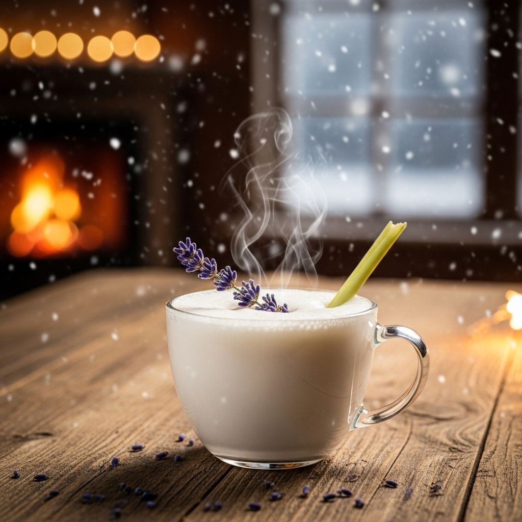 A creamy herb-infused drink that marries citrus zest and floral aroma for cozy seasonal sipping.