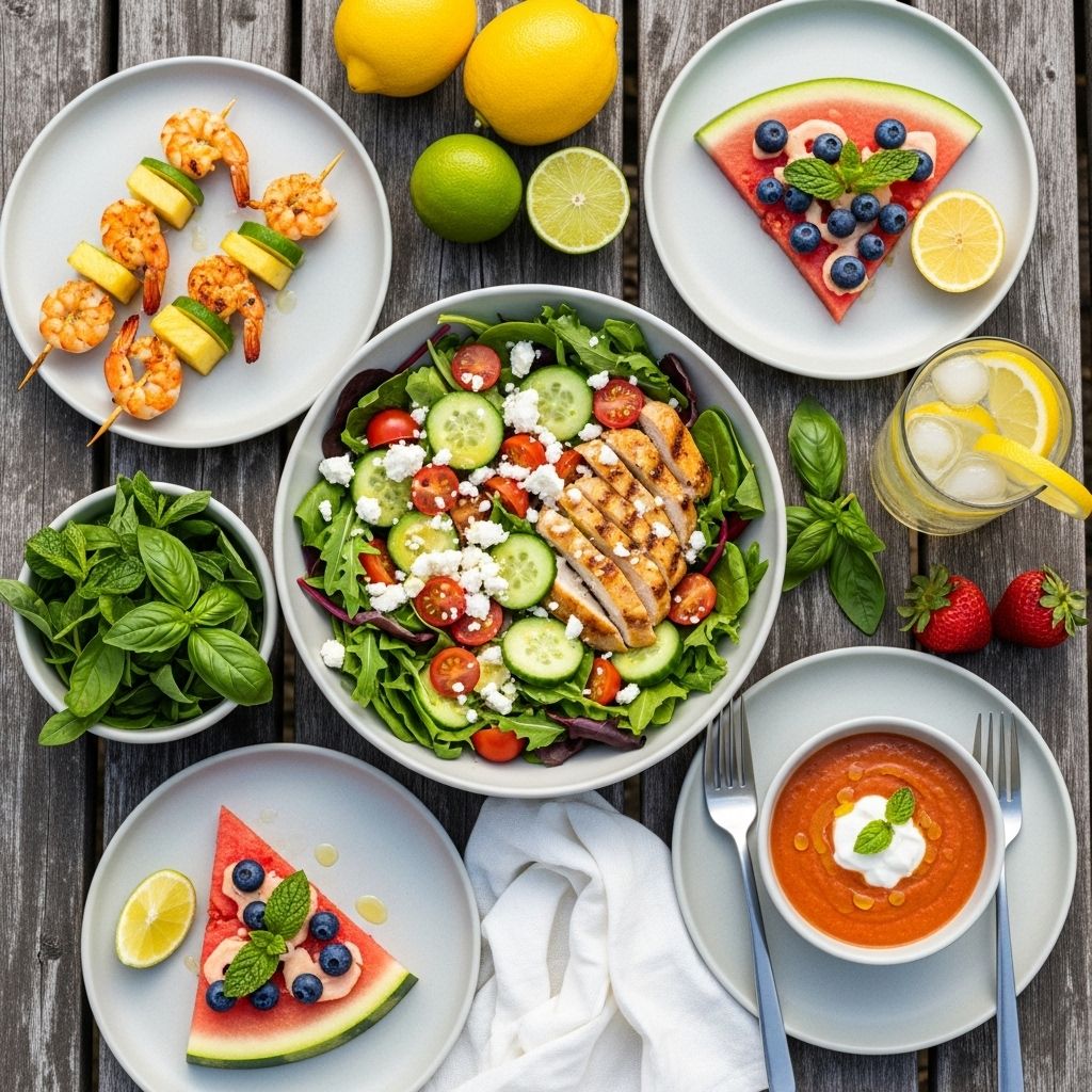 Vibrant salads, chilled bowls, and zesty mains bring fresh flavor to outdoor dining.