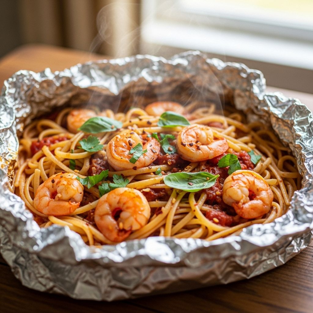Sealed parcels lock in garlicky juices and delicate shellfish for concentrated flavor.