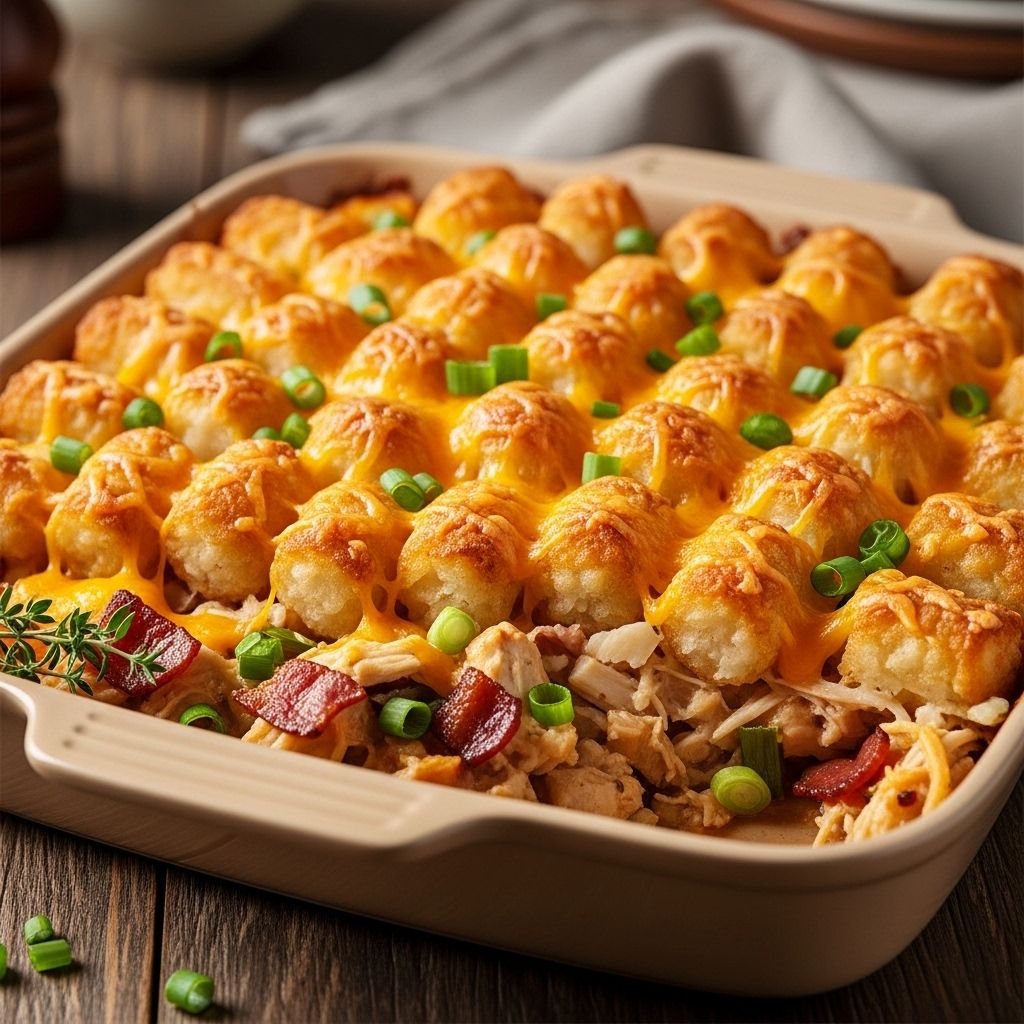 Loaded Chicken and Tater Tots: A Crowd-Pleasing Comfort Classic Every bite balances crunchy, creamy, and savory layers for an unforgettable family meal.