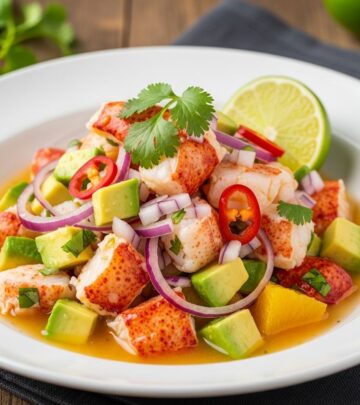 Citrus-cured shellfish and fresh veggies unite for a bright, cooling appetizer.
