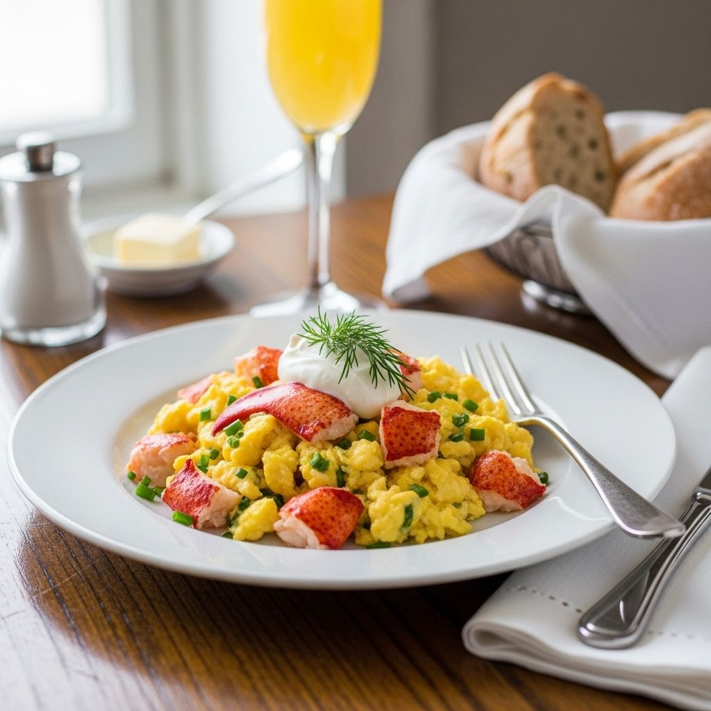 Tender seafood accents and creamy curds combine for a restaurant-quality morning treat.