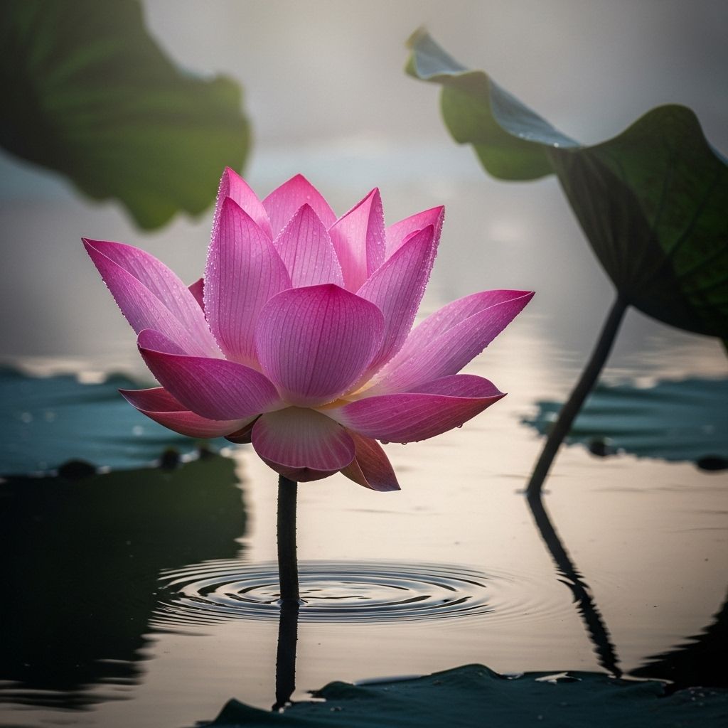 Discover how the sacred lotus flower has inspired cultures worldwide with its journey from mud to magnificent blossom
