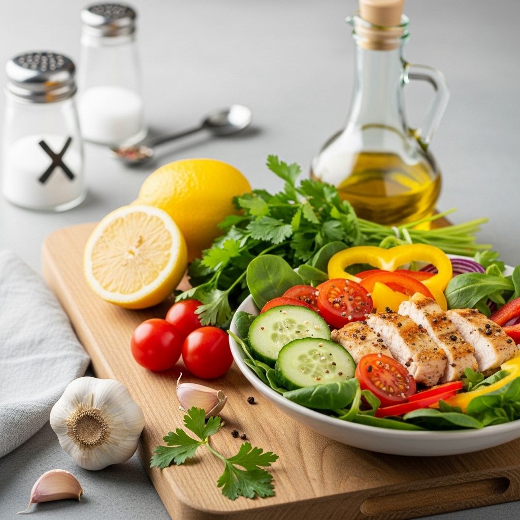 Swap processed options for fresh herbs and spices to enjoy vibrant meals with less salt.