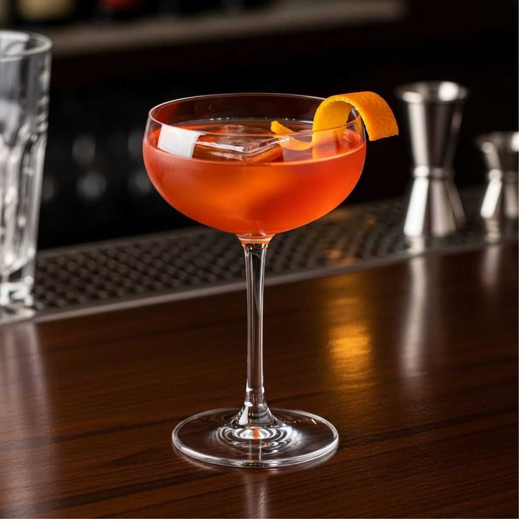 Artful stirring yields a rose-hued aperitif where botanical depth meets subtle citrus.