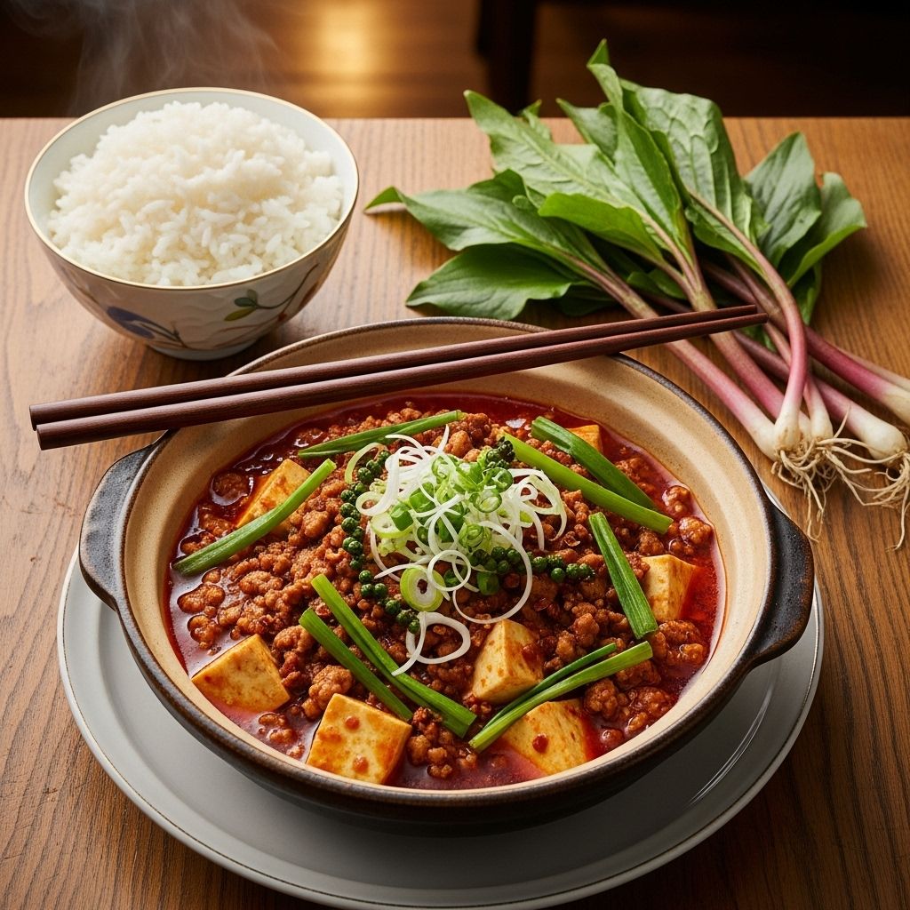 Silken cubes soaked in spicy mala sauce find new depth with wild garlic’s bright zest.