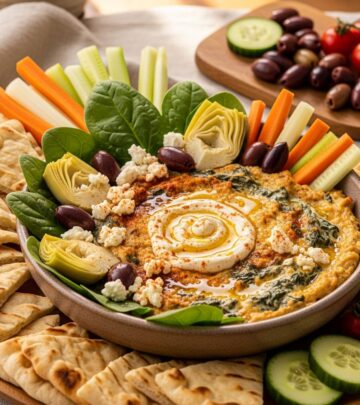 Zesty blend of tangy cheeses and vibrant vegetables refreshes this party-ready appetizer.