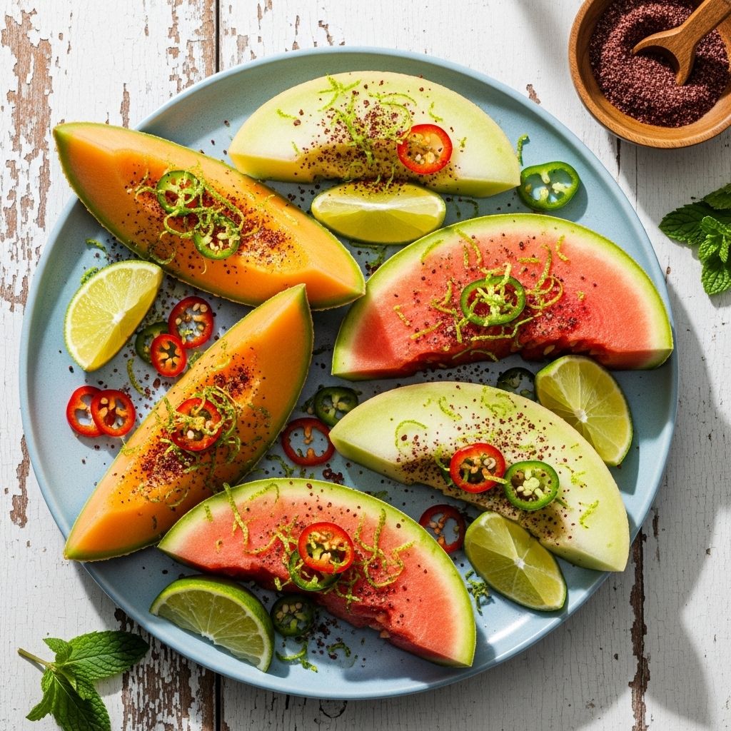 A vibrant, flavor-packed approach to melons—elevate your summer table with sumac, lime juice, and chiles in this easy, refreshing recipe.