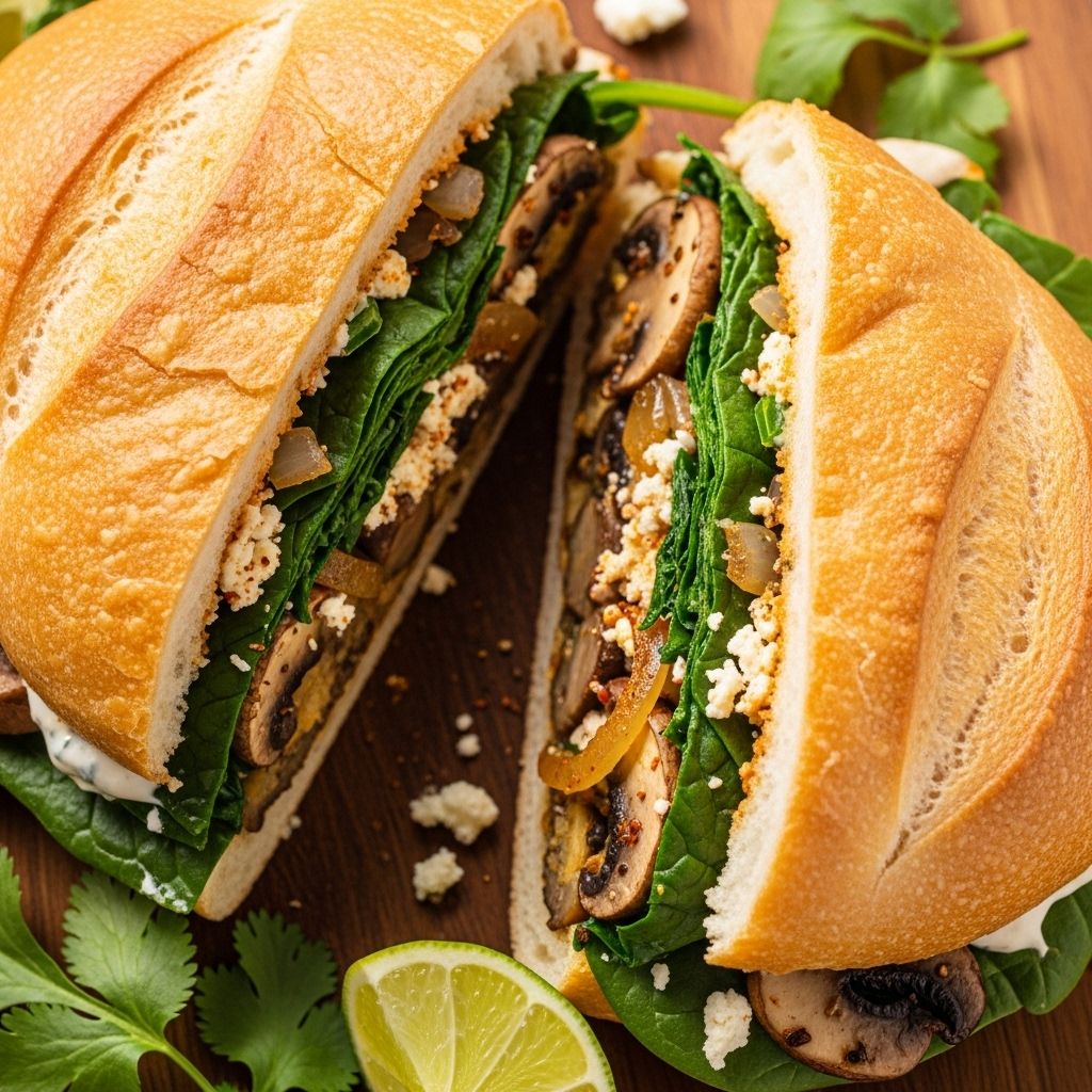 Bold layers of umami-packed filling and crisp greens deliver a delightful crunch.