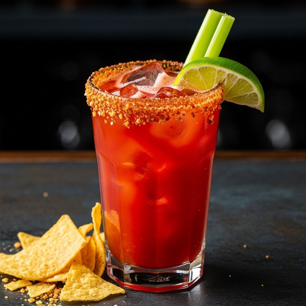 A lime tortilla chip rim adds crunchy zest and savory depth to any beer cocktail.