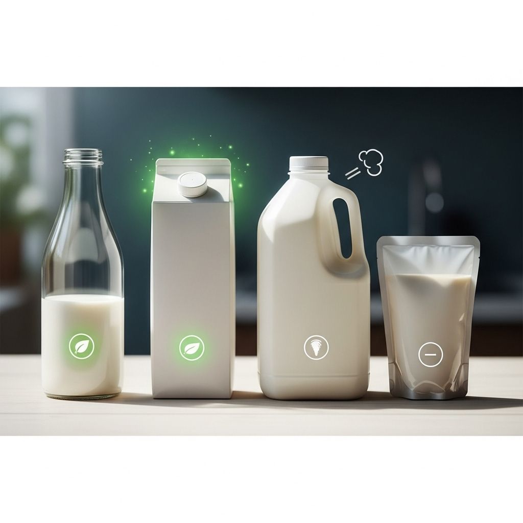 Which Milk Container Has the Lowest Carbon Emissions? Comparing glass, plastic, carton, and bag packaging to reveal the most climate-friendly milk container for households and the planet.