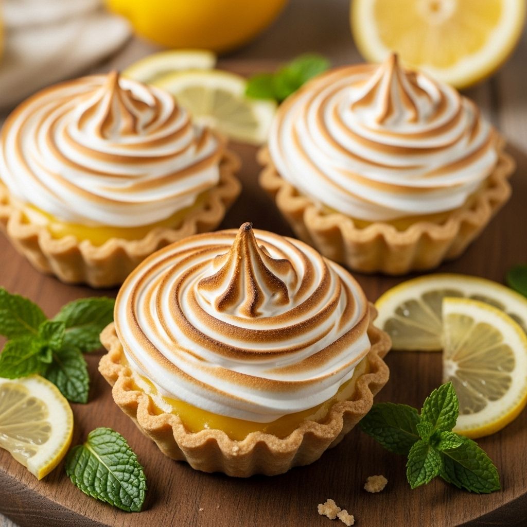 Bright citrus curd meets fluffy peaks atop a crisp crust in bite-sized bliss.