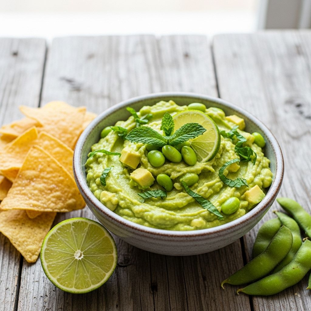 Discover a vibrant, protein-packed guacamame recipe that combines the creamy goodness of avocado with the freshness of mint and edamame.
