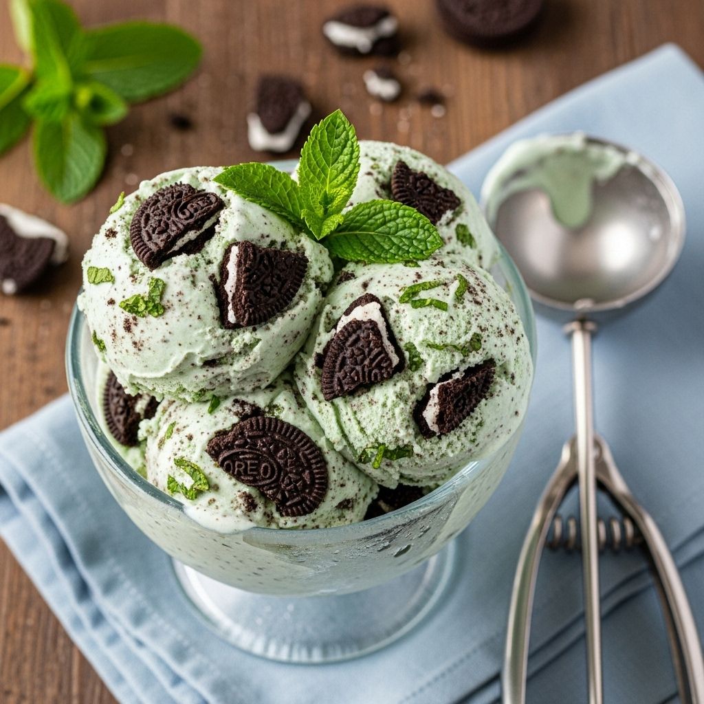 A frozen dessert that pairs refreshing peppermint flavor with chocolate crunch.