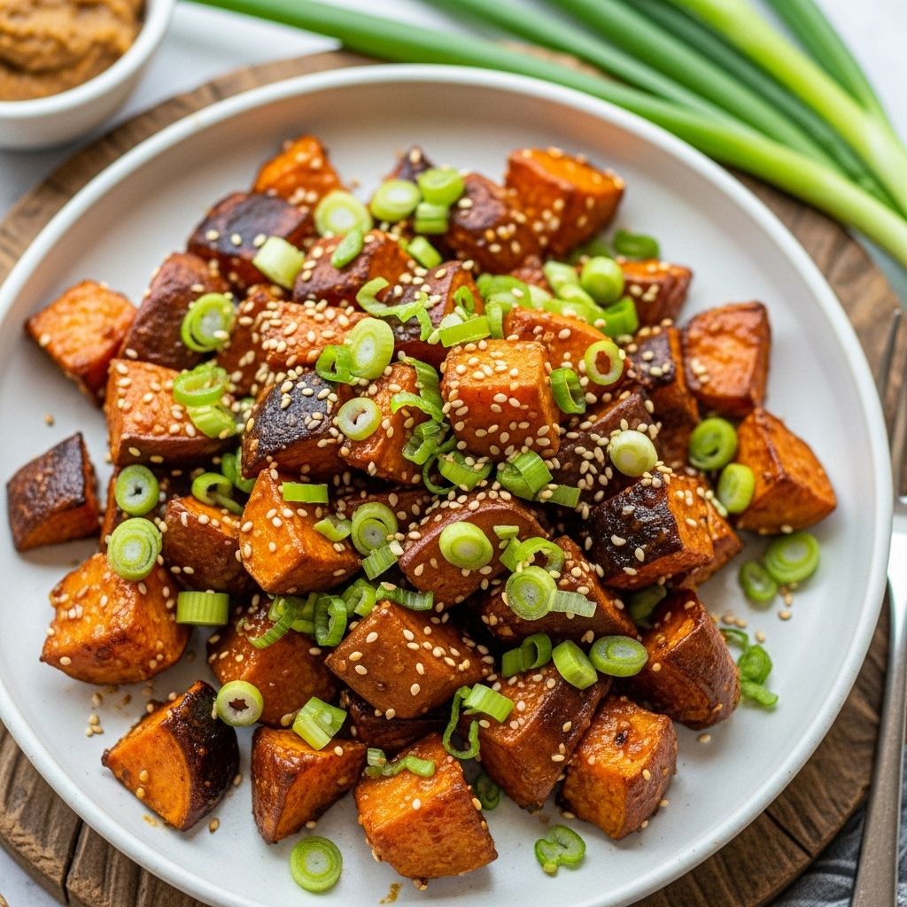 Miso-Scallion Roasted Sweet Potatoes: A Fusion of Savory and Sweet A luscious umami glaze elevates an everyday side into a crave-worthy gourmet creation.