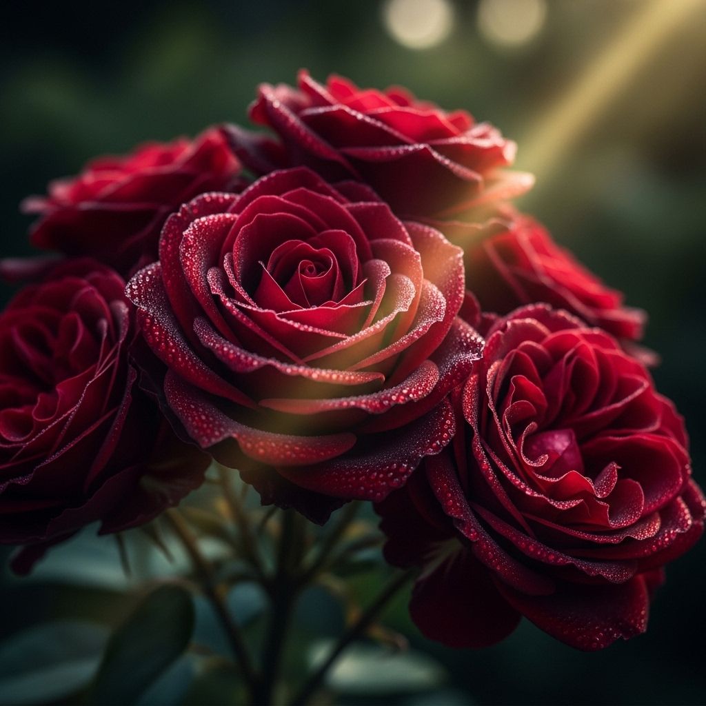 Velvety red and purple petals create a mysterious backdrop that elevates any landscape.