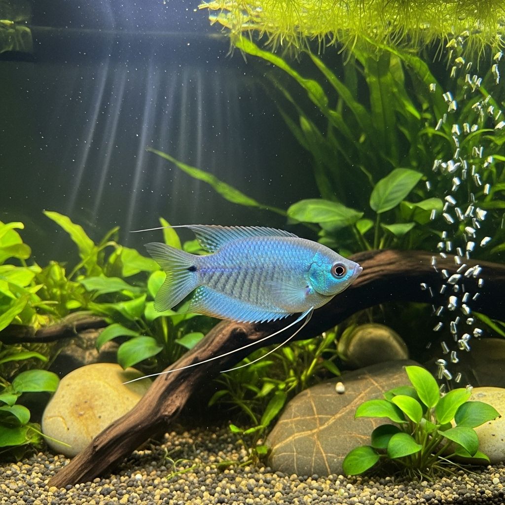 A lush, slow-moving tank with cover helps these fish reveal their brightest colors.