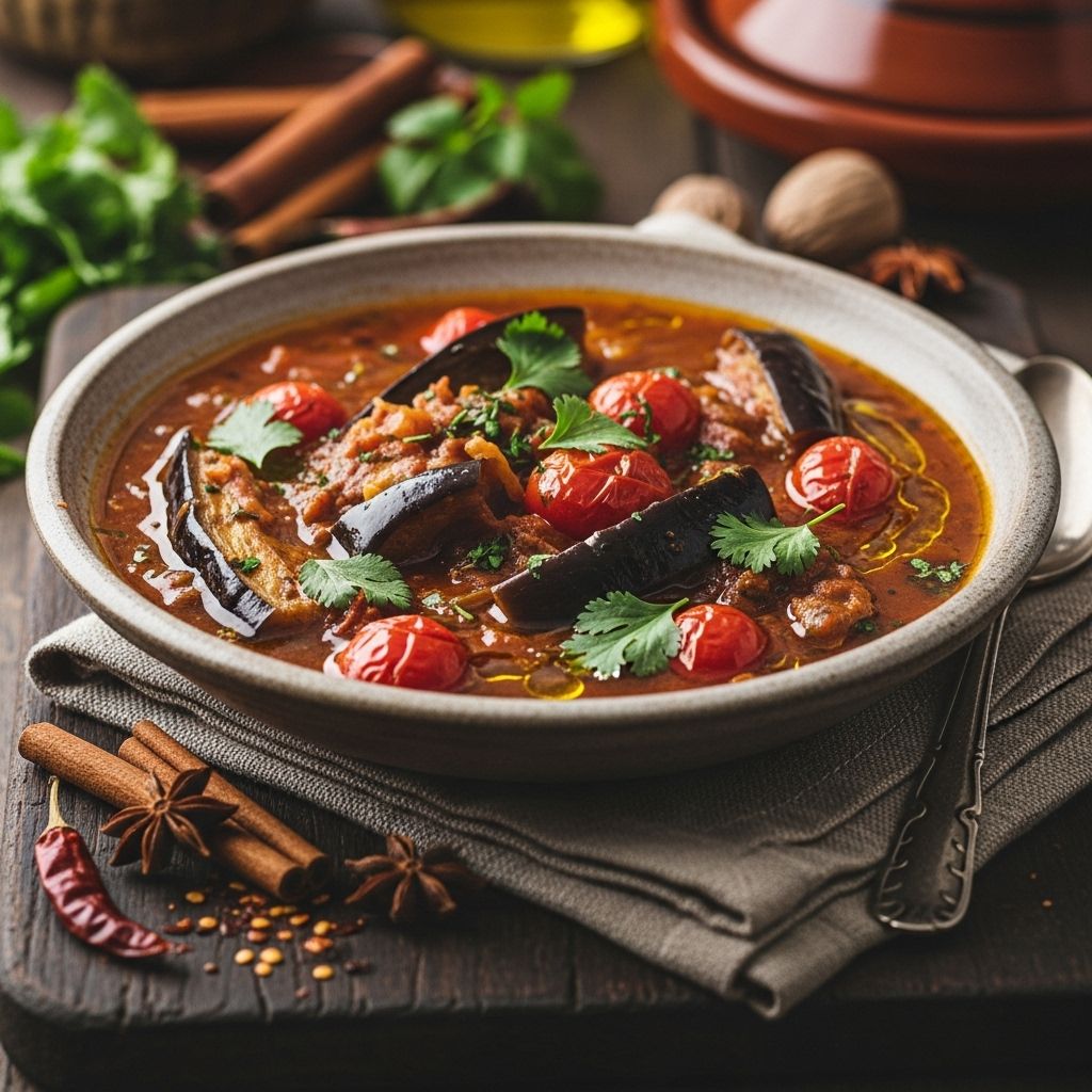 Moroccan-Spiced Eggplant and Tomato Stew: Bold Flavors in Every Bite Smoky spices and tender vegetables meld in a one-pot comfort dish rich in fiber.