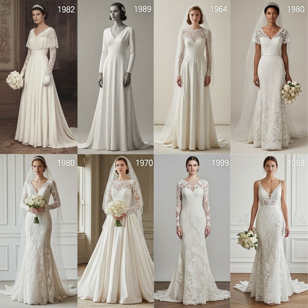 From classic silhouettes to bold trends, discover how each year’s wedding dresses capture the spirit and style of their era.