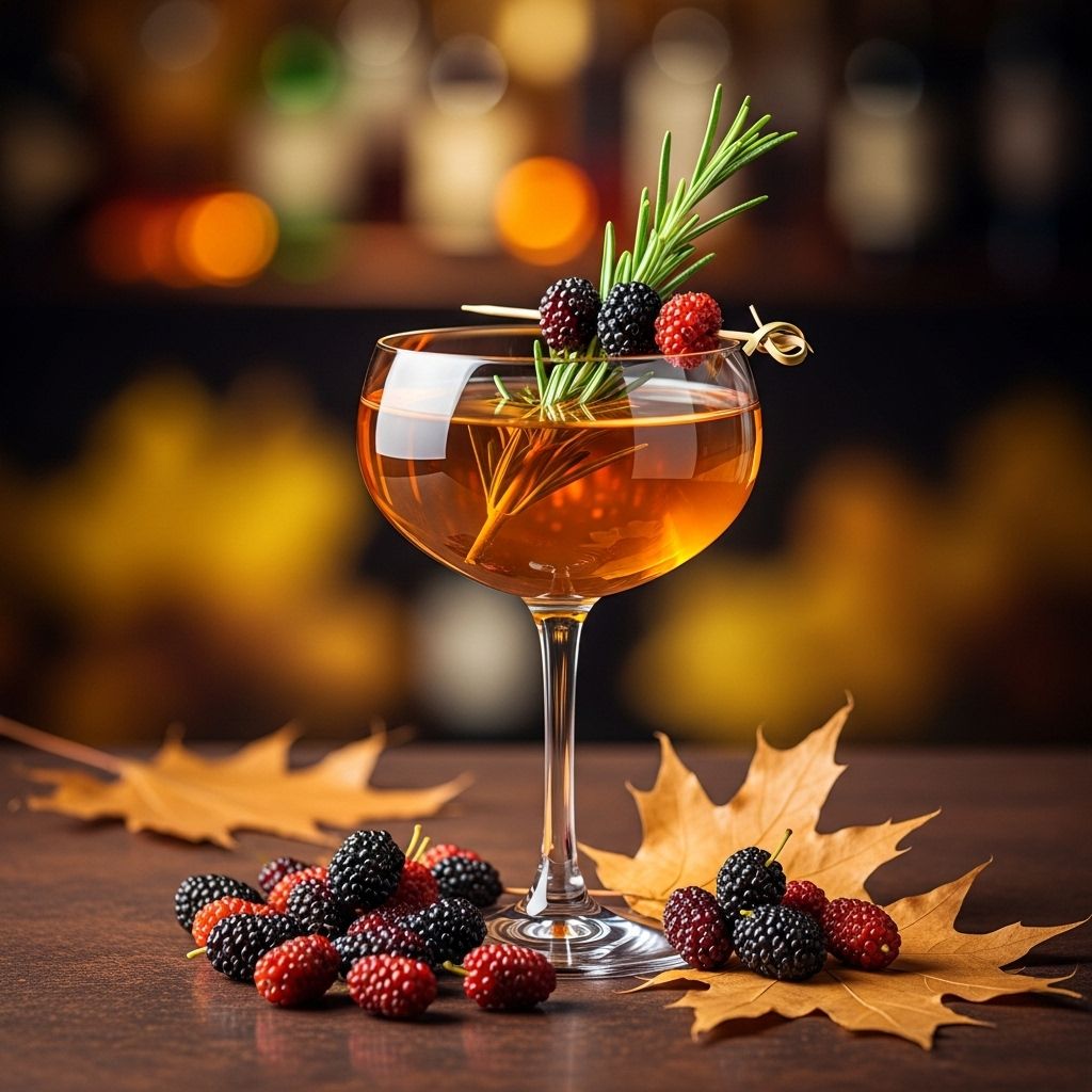A chilled blend reimagining mulled cider with herbal depth and crisp apple brightness.