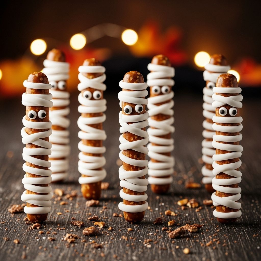 Mummy Pretzels: The Ultimate Halloween Treat for Spooky Fun Delight guests with a whimsical snack that’s as fun to assemble as it is to enjoy.