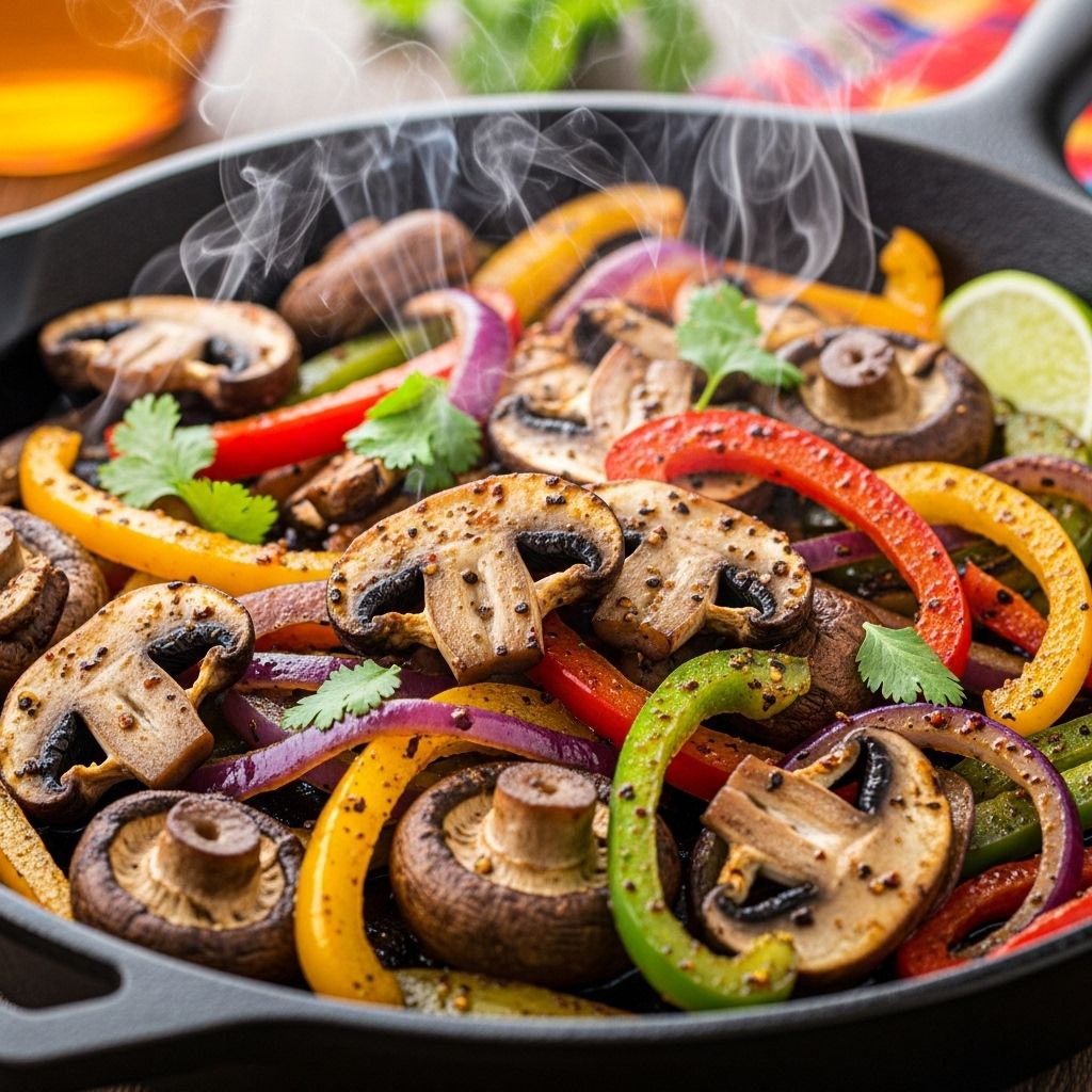 Flavorful Mushroom Fajitas: A Vegetarian Twist on a Tex-Mex Classic Portobellos and peppers deliver smoky, satisfying flavor in meatless dinner wraps.