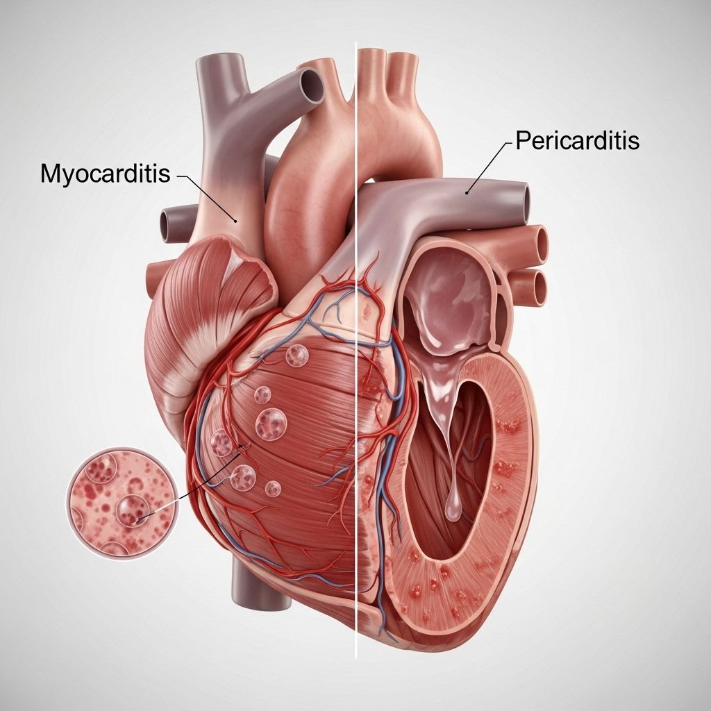 Learn the key differences, symptoms, causes, and treatment approaches for myocarditis and pericarditis, two closely related but distinct inflammatory heart conditions.