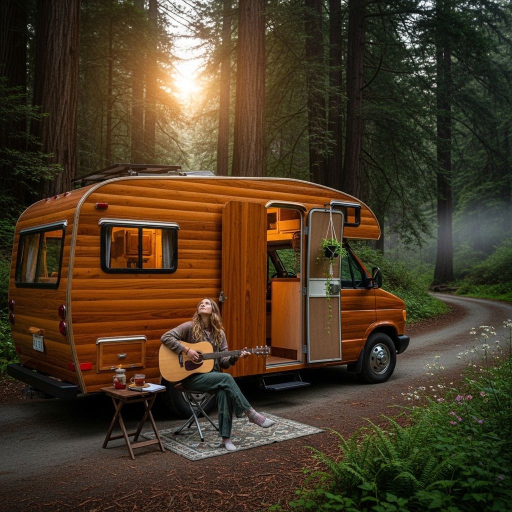 A story of eco-conscious travel, creative activism, and the history behind a unique redwood camper and its passionate owner.