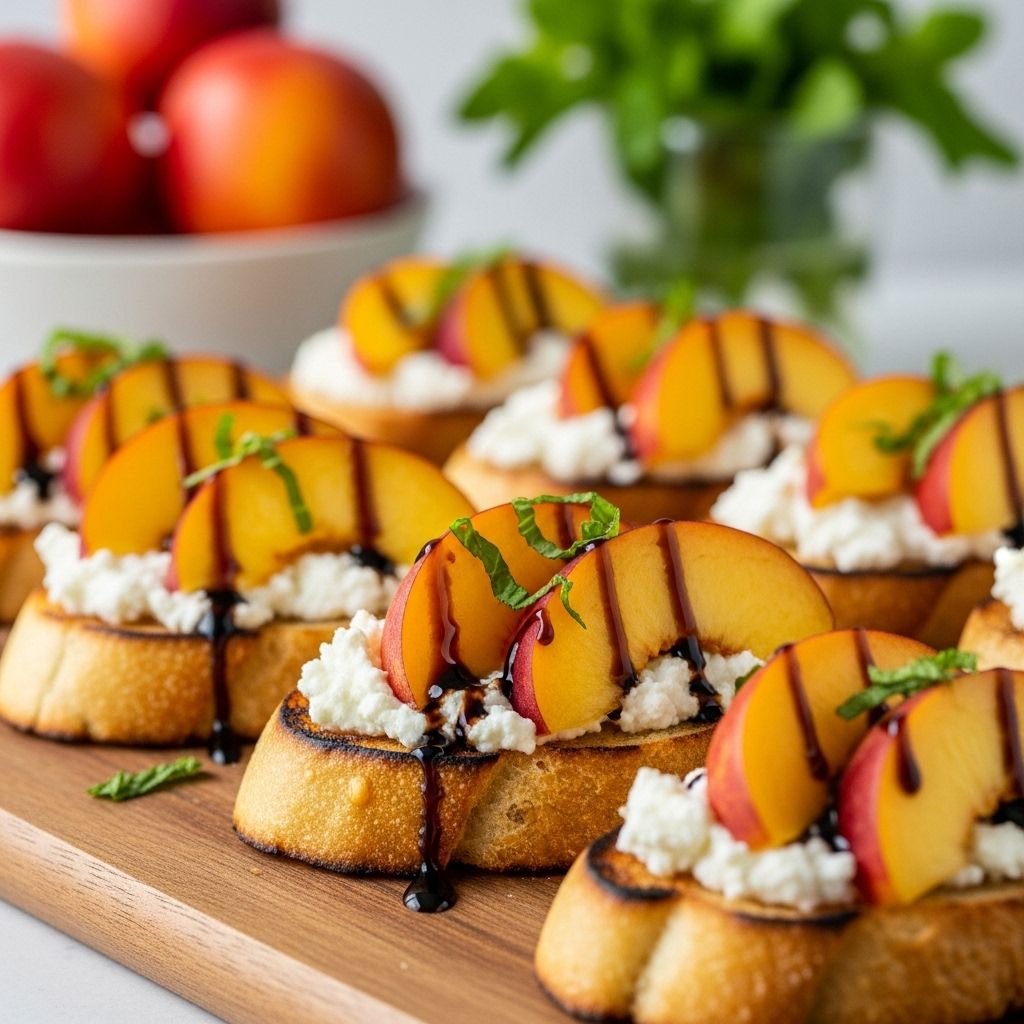 Sweet stone fruit and creamy cheese unite in a crisp appetizer that wows every palate.