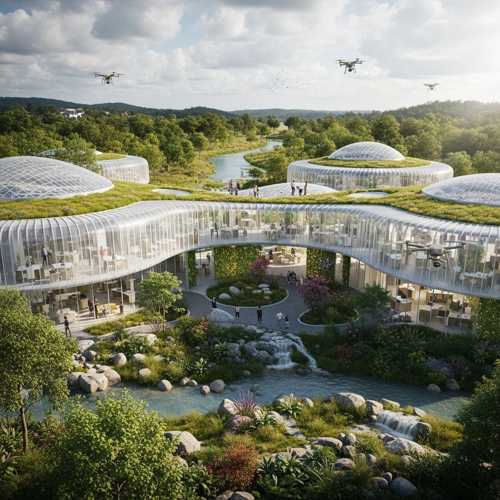 Exploring how contemporary architecture integrates nature, sustainable technologies, and environmental management for a harmonious built environment.