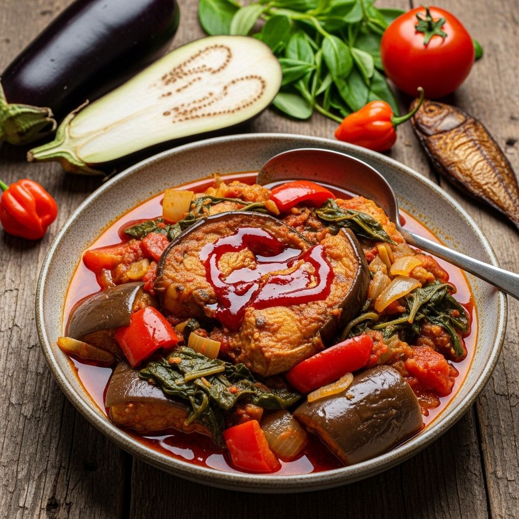 Subtle heat and earthy oils meld with tender garden eggs for a deeply savory dinner.