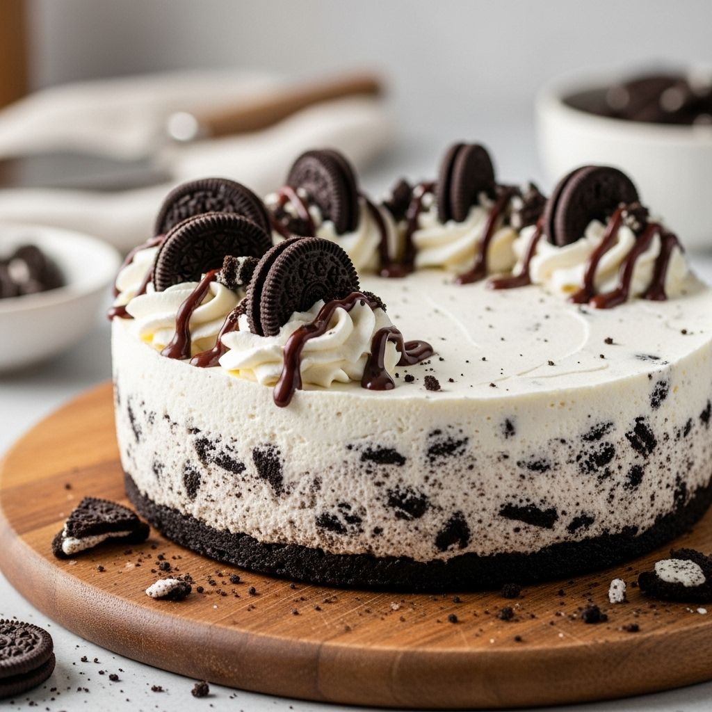 An indulgent, oven-free treat featuring Oreo crumbs and a silky, mousse-like filling.