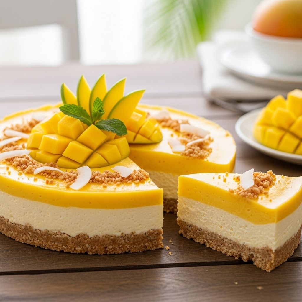 A chilled, creamy treat that captures the vibrant sweetness of fresh mangoes.