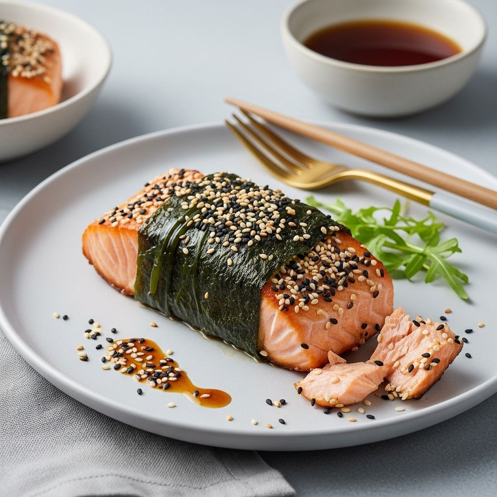 Discover nori and sesame-wrapped salmon—a crisp, omega-3-rich salmon entrée inspired by Japanese flavors, perfect for healthy weeknight meals.