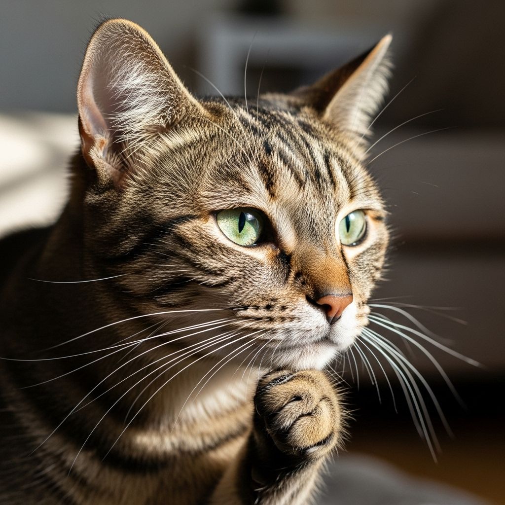 Repetitive routines may mask anxiety, and a calmer environment can ease feline discomfort.
