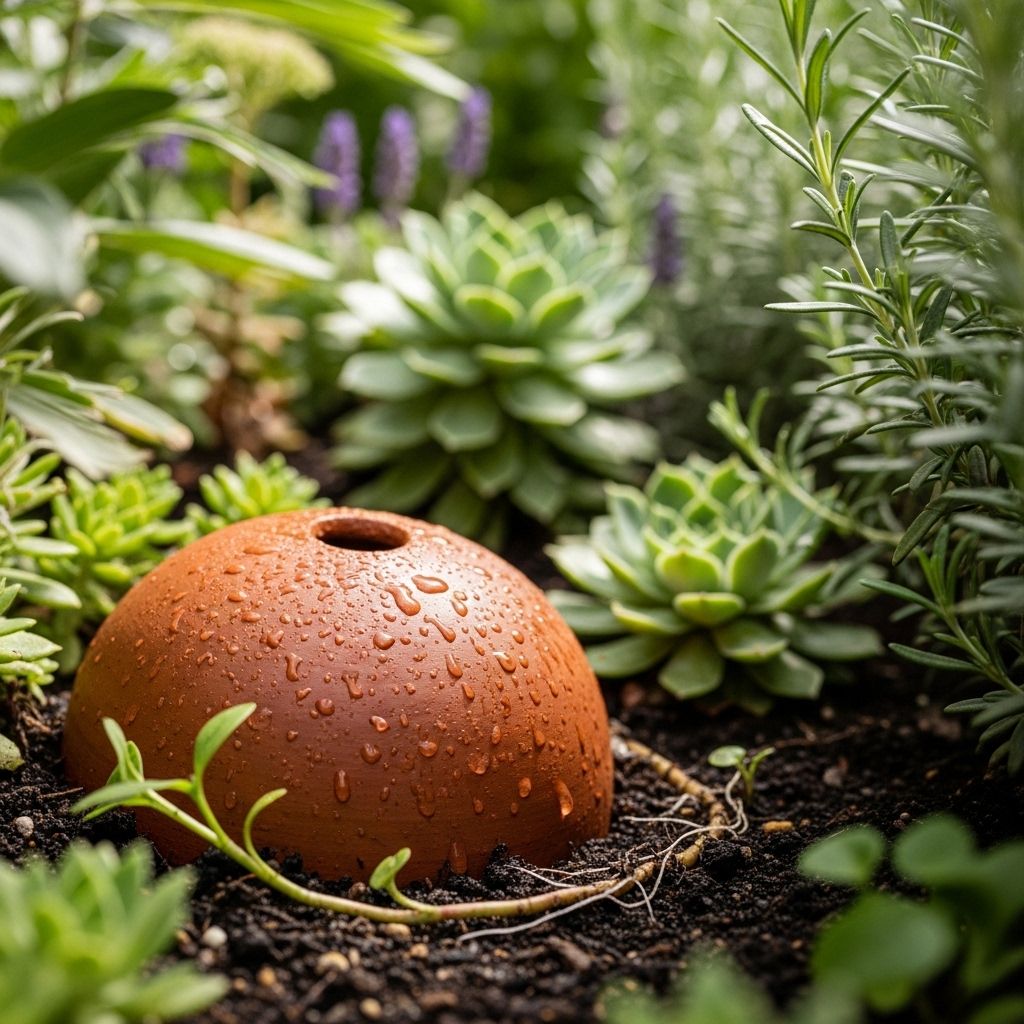 Unglazed clay pots buried beneath soil quietly deliver water precisely where roots thrive.