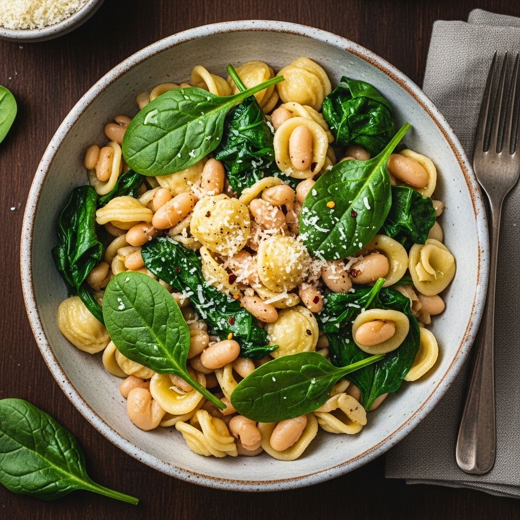 Savor comfort with this speedy orecchiette, white beans, and spinach dish packed with flavor, nutrition, and simplicity for busy weeknights.