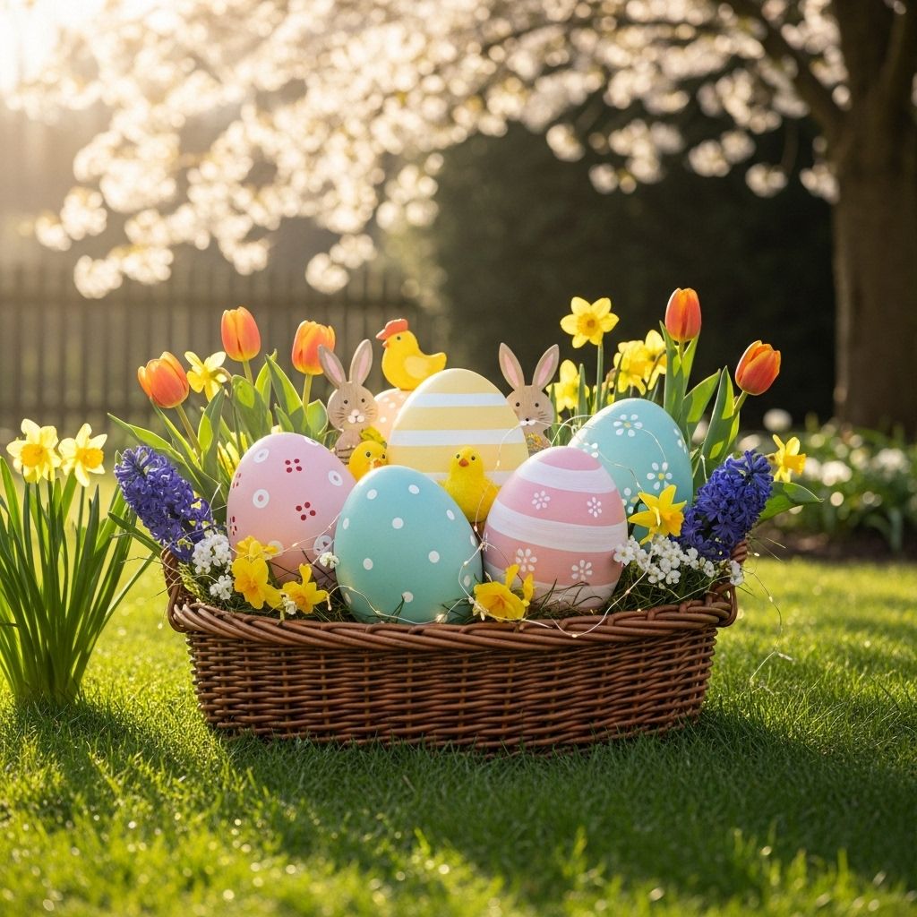 Handcrafted accents and weatherproof elements bring lasting Easter cheer to every outdoor space.