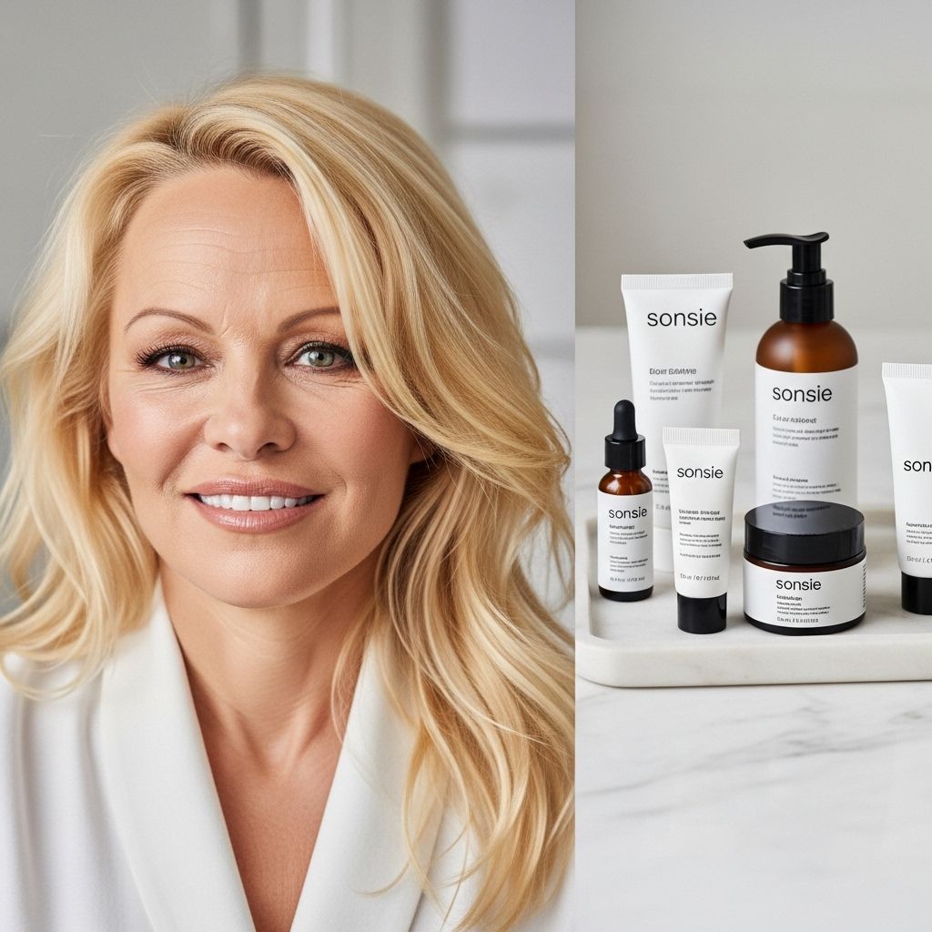 Pamela Anderson embraces authenticity and minimalism in beauty with Sonsie, her mindful, vegan skincare line.
